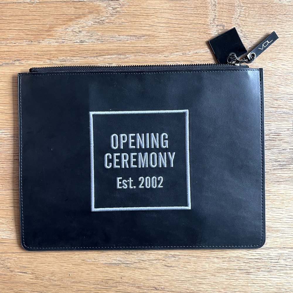 Opening Ceremony clutch. Black leather.
